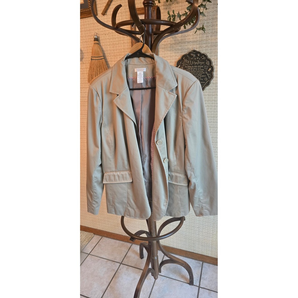 Worthington Woman Stretch Khaki Tan Blazer Jacket Size 20W Plus Cotton Blend